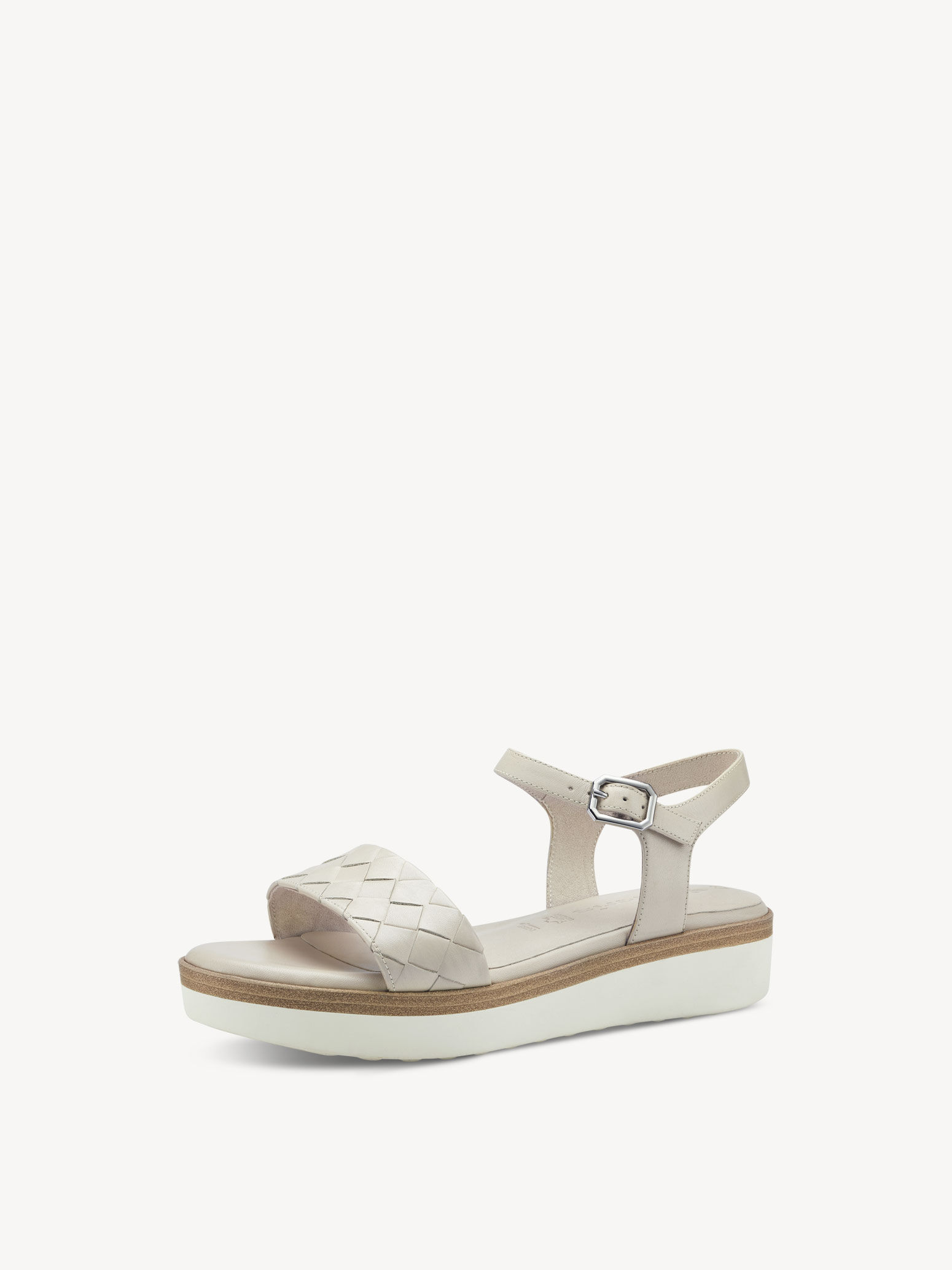 Sandale à talon en cuir - beige