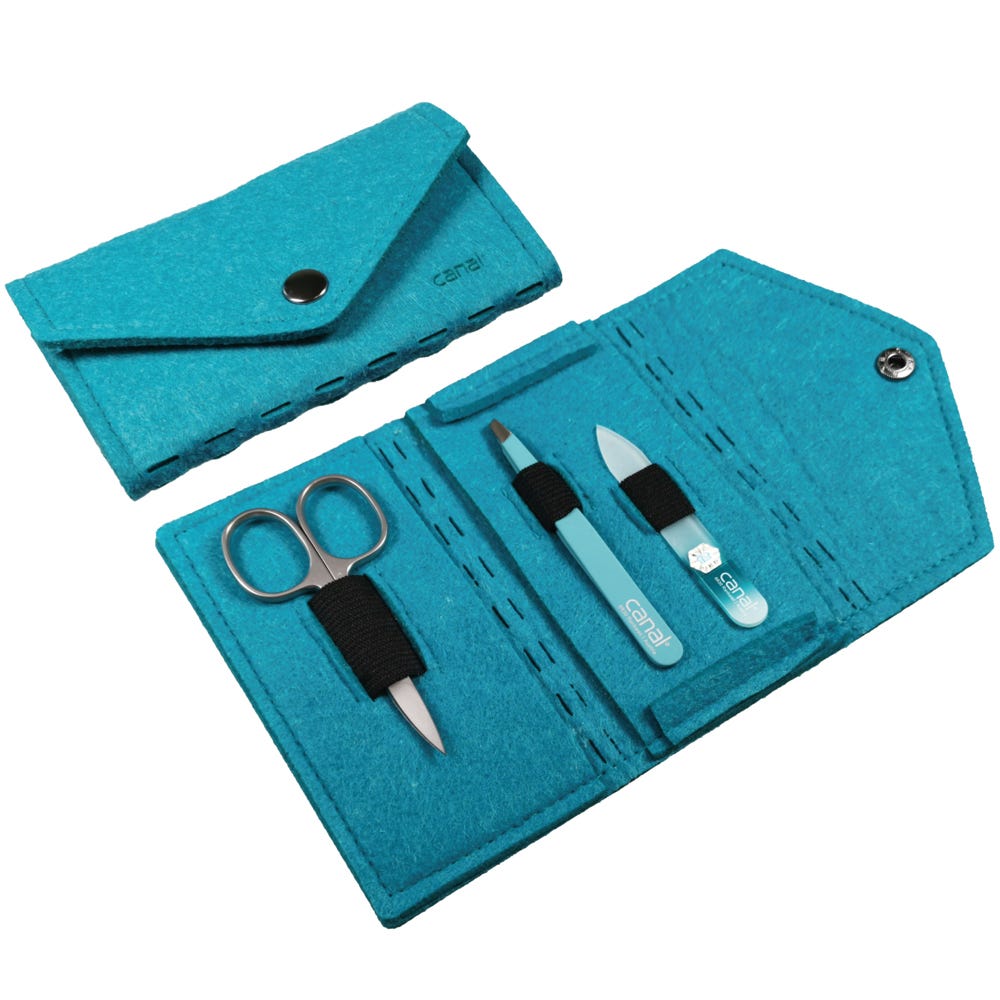 Canal Manikür-Etui aus Filz mit Druckknopf mint, 3-teilig