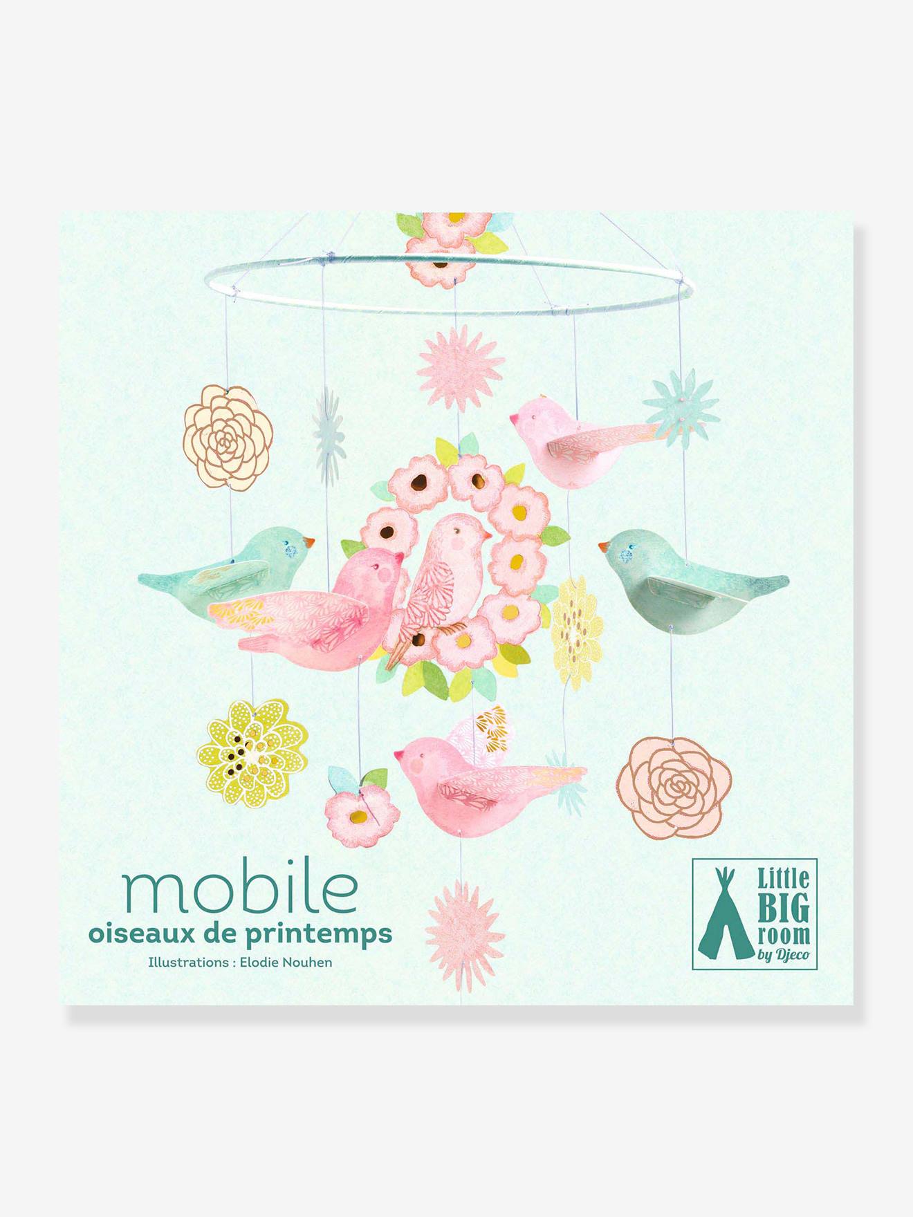 Djeco Kinder Papier-Mobile Vögel & Blumen DJECO - rosa bedruckt