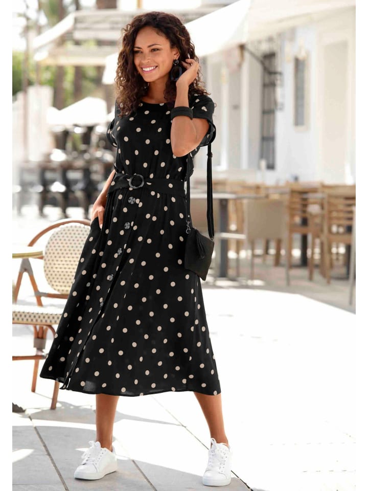 LASCANA Midikleid in schwarz-sand-bedruckt günstig kaufen