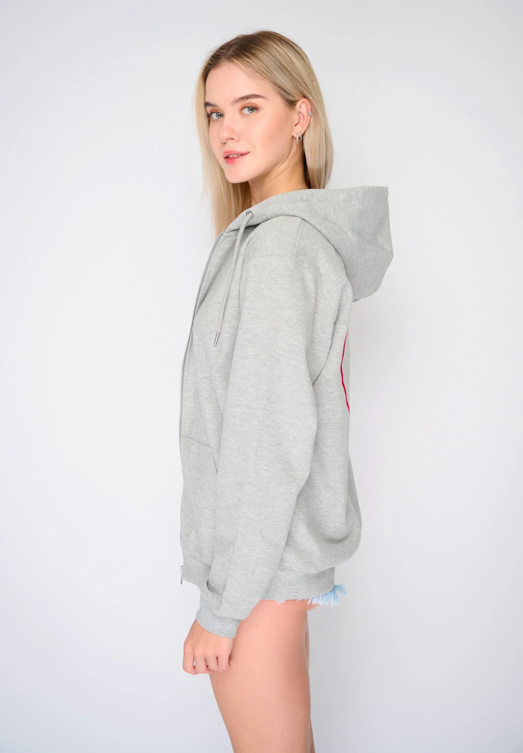 Mira Paris Sudadera con cremallera y bordado en la espalda de alfileres unisex