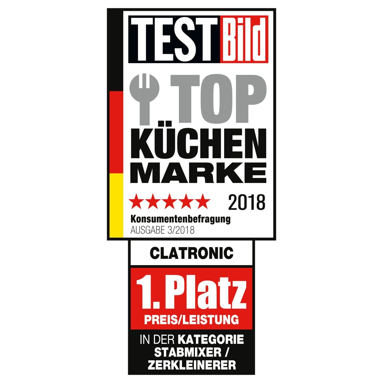 CLATRONIC Stabmixer CLATRONIC Stabmixer Mixstab Edelstahlmesser 800 Watt SM 3739 schwarz