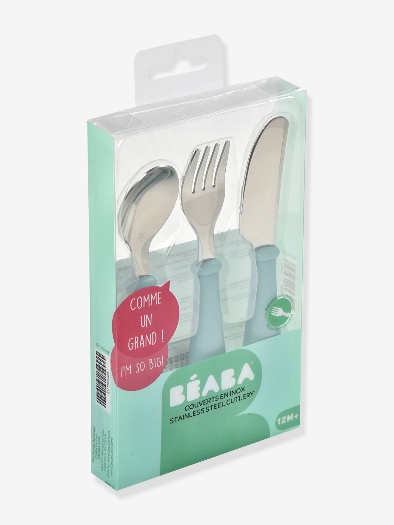 Set 3 couverts d'apprentissage inox BEABA old pink