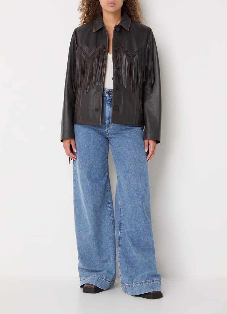 Jachetă MaxMara Eracle din piele de miel cu franjuri