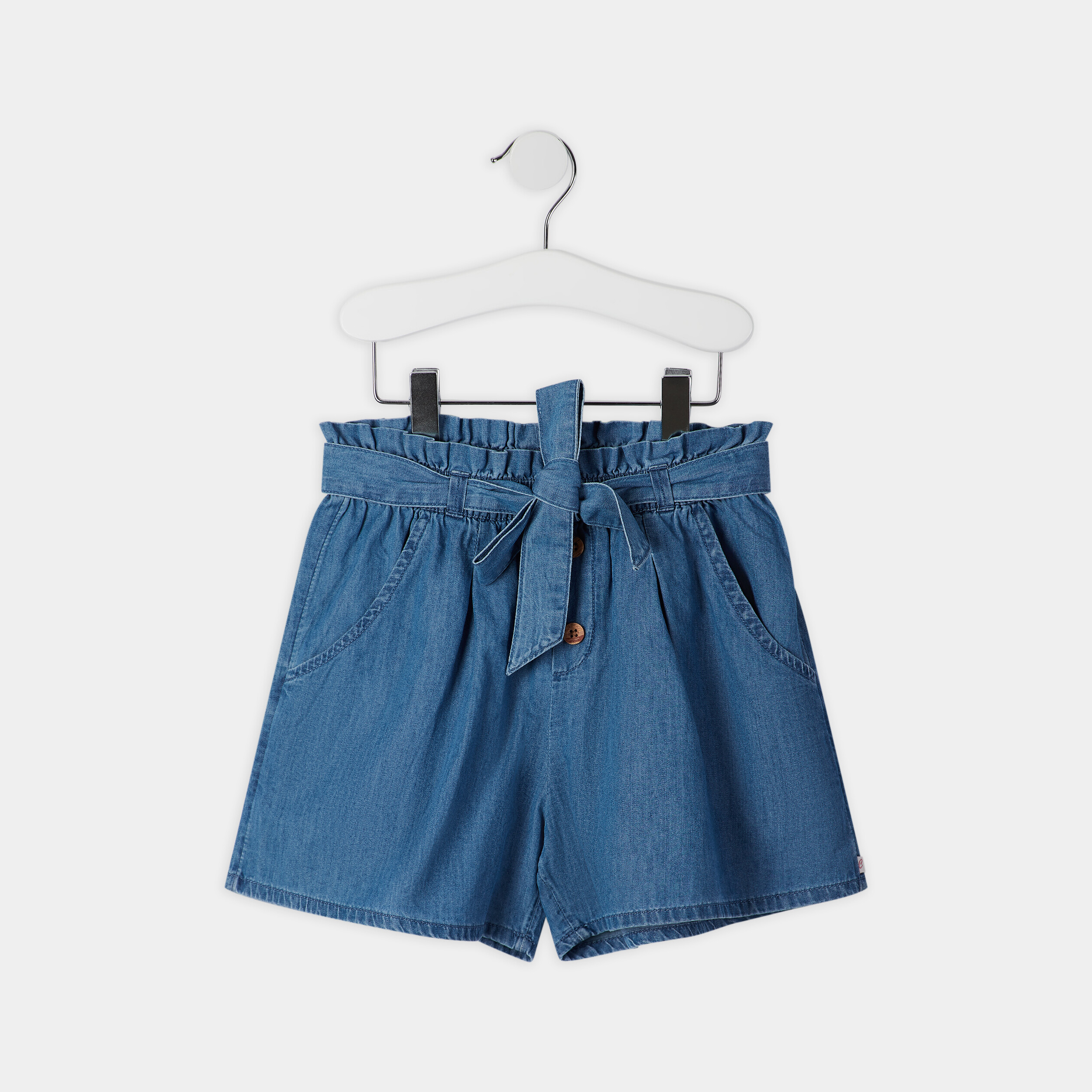 Short paperbag en jean denim double stone fille | La Halle