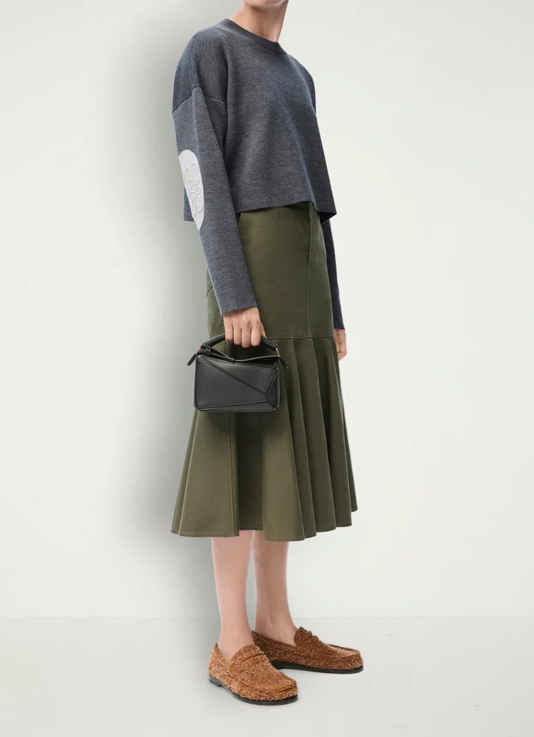 LOEWE Fine-knit cropped wool sweater with logo