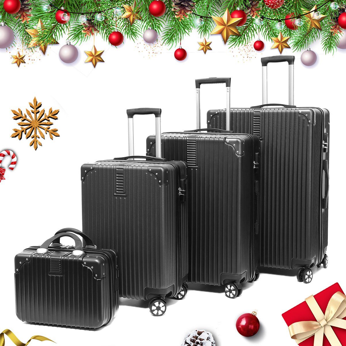 MULISOFT Kofferset Trolleyset, 4 Rollen, (Familienset Handgepäckkoffer, 4 tlg., 28“/24