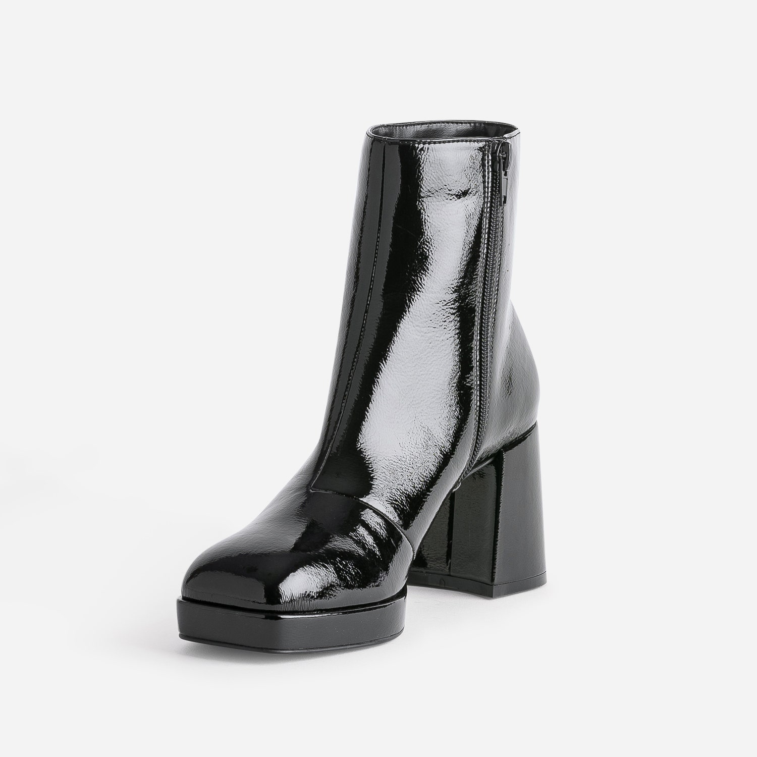 Boots noir éco-conçu verni à plateforme