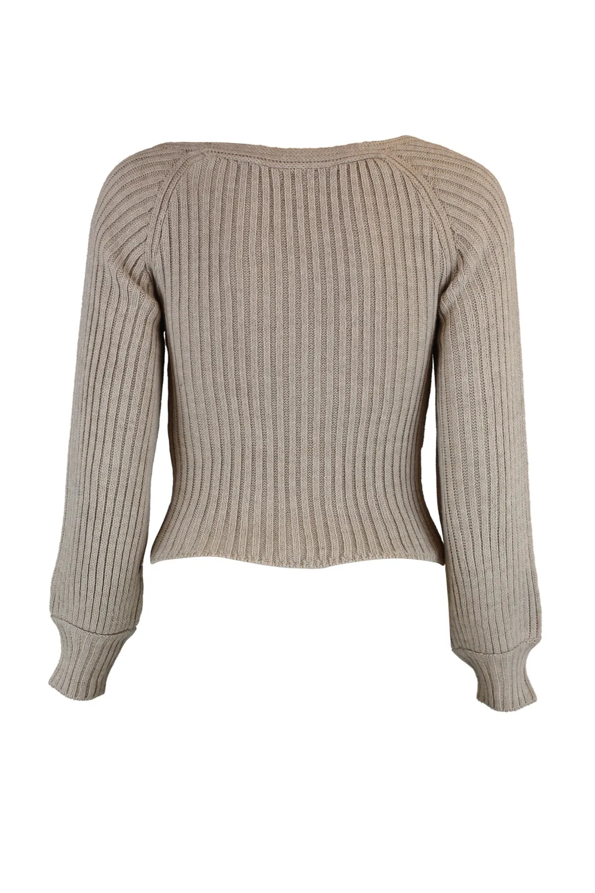 Trendyol Collection  Nerz Kurzer Strickpullover mit Herzkragen TWOAW22KZ1760