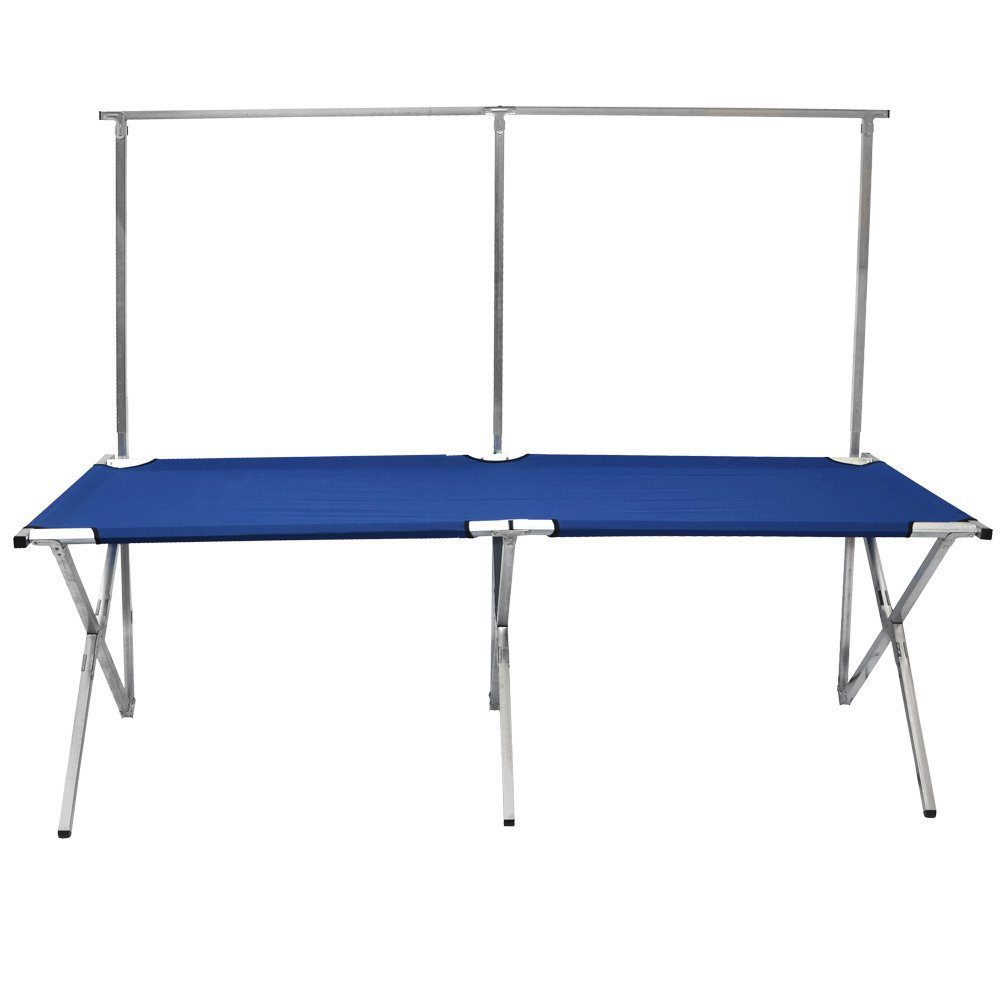 eyepower Klapptisch Verkaufstheke 2,05m + Kleiderstange faltbar, Markttisch Blau+Garderobe