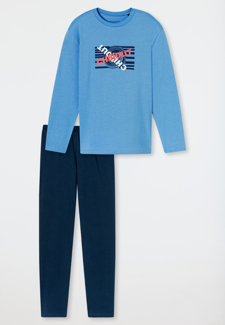 Schlafanzug lang Chillout hellblau - Nightwear