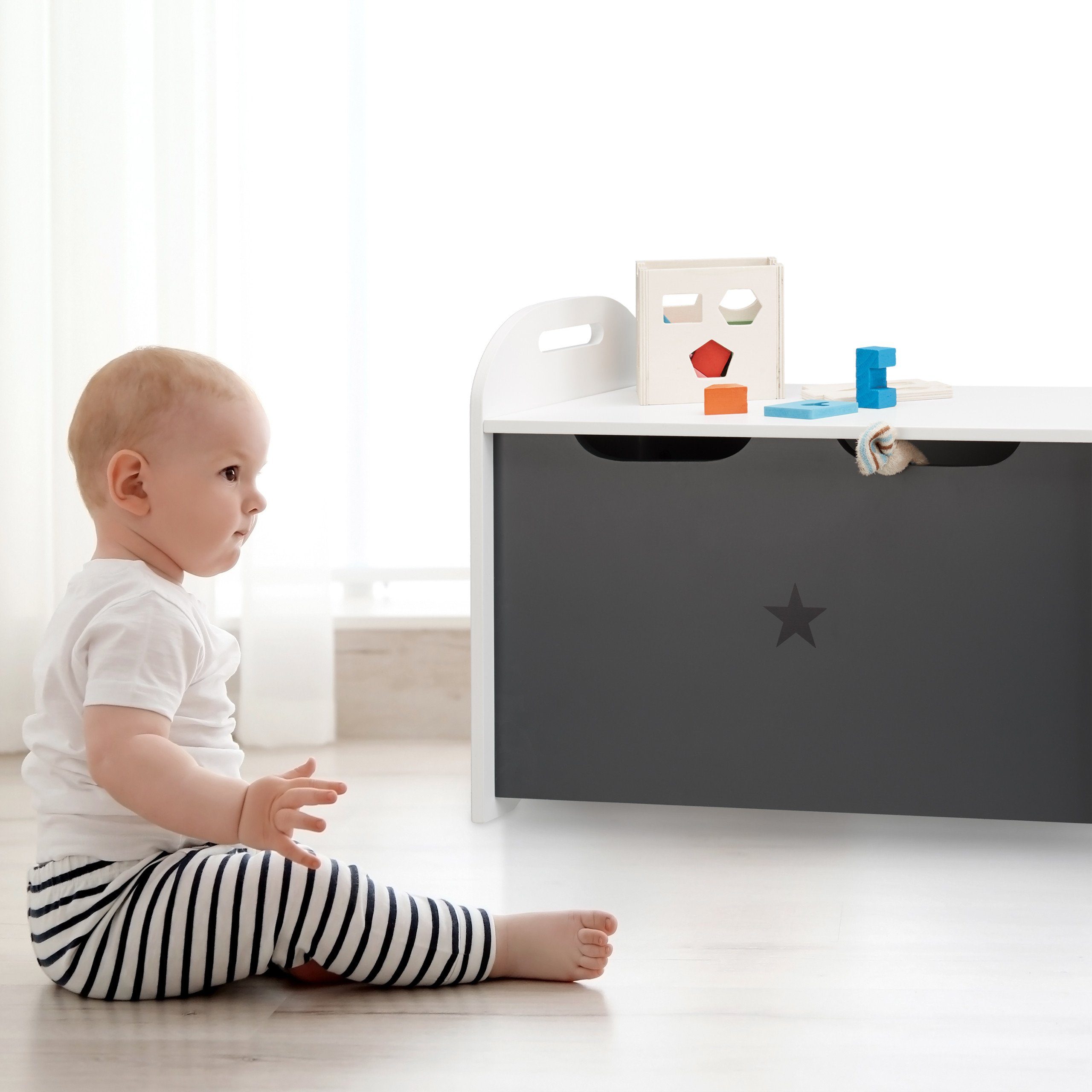 relaxdays Spielzeugtruhe Spielzeugtruhe für Kinder