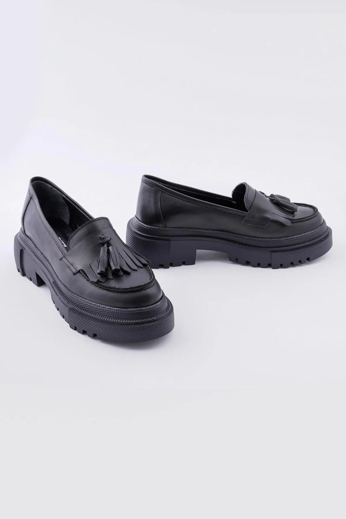 CZ London  Echtes Leder Damen Tassel Loafer Schuhe Dicke Sohle Täglich