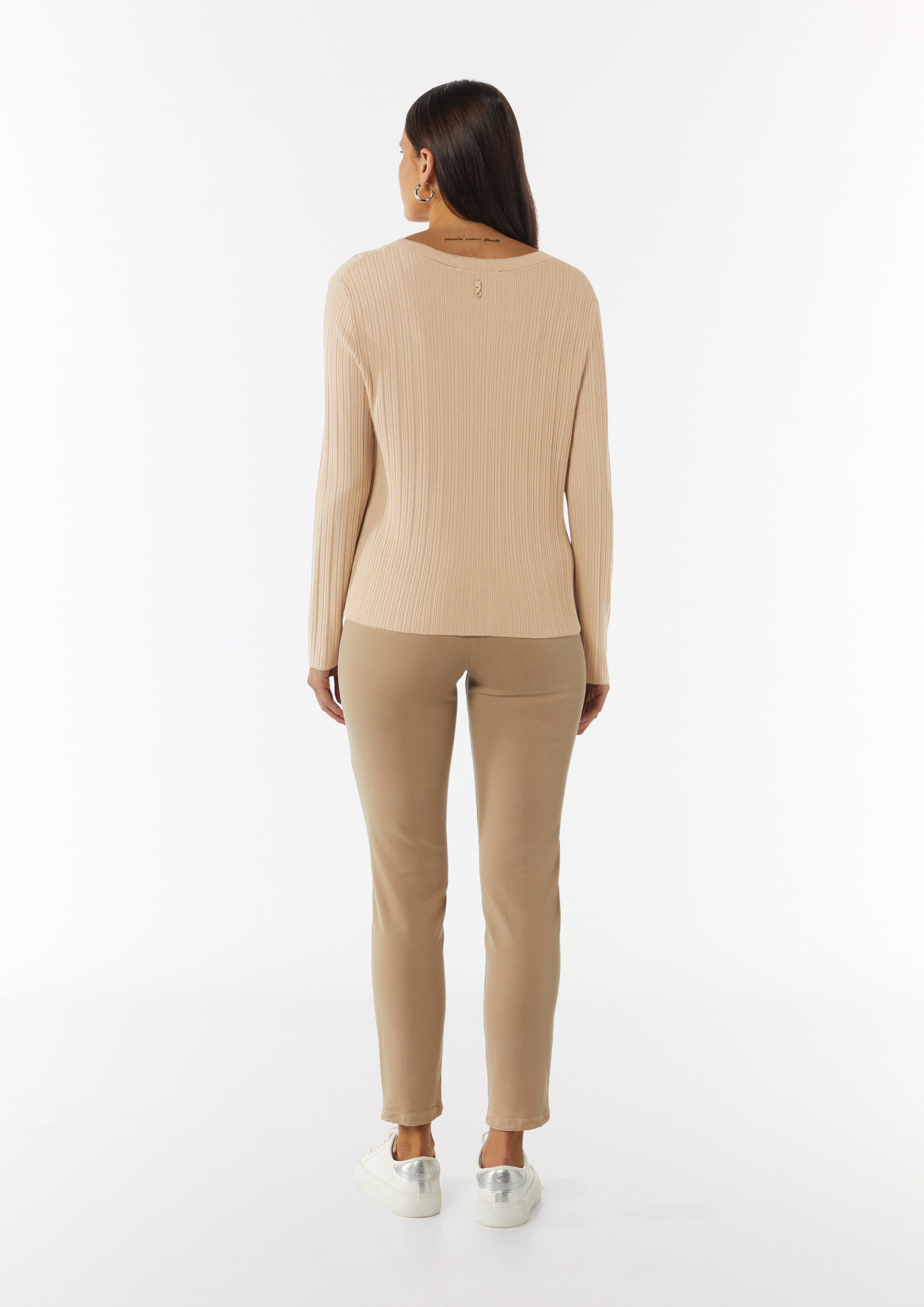 Gerippter Feinstrickpullover aus Viskosemix - sandstein