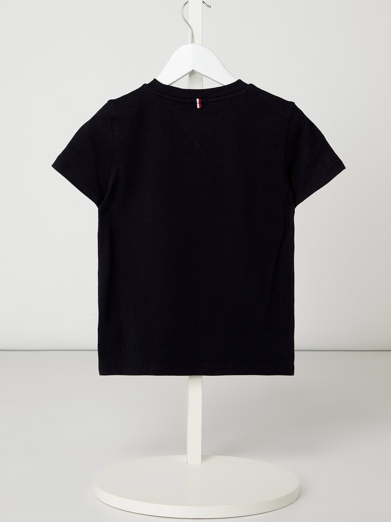 T-Shirt aus Organic Cotton mit Logo-Details in marineblau
