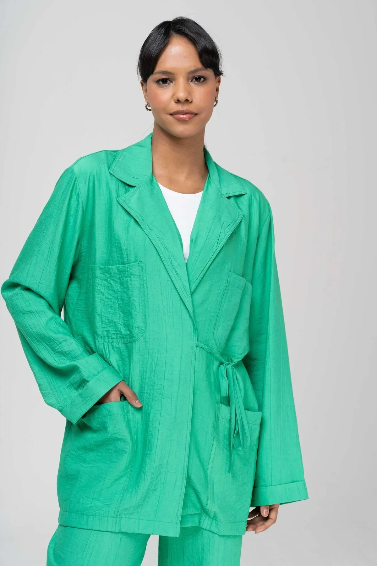 Olcay  Jacke Schnürverschluss Elastischer Bund Hose Anzug GRÜN 9221-TK