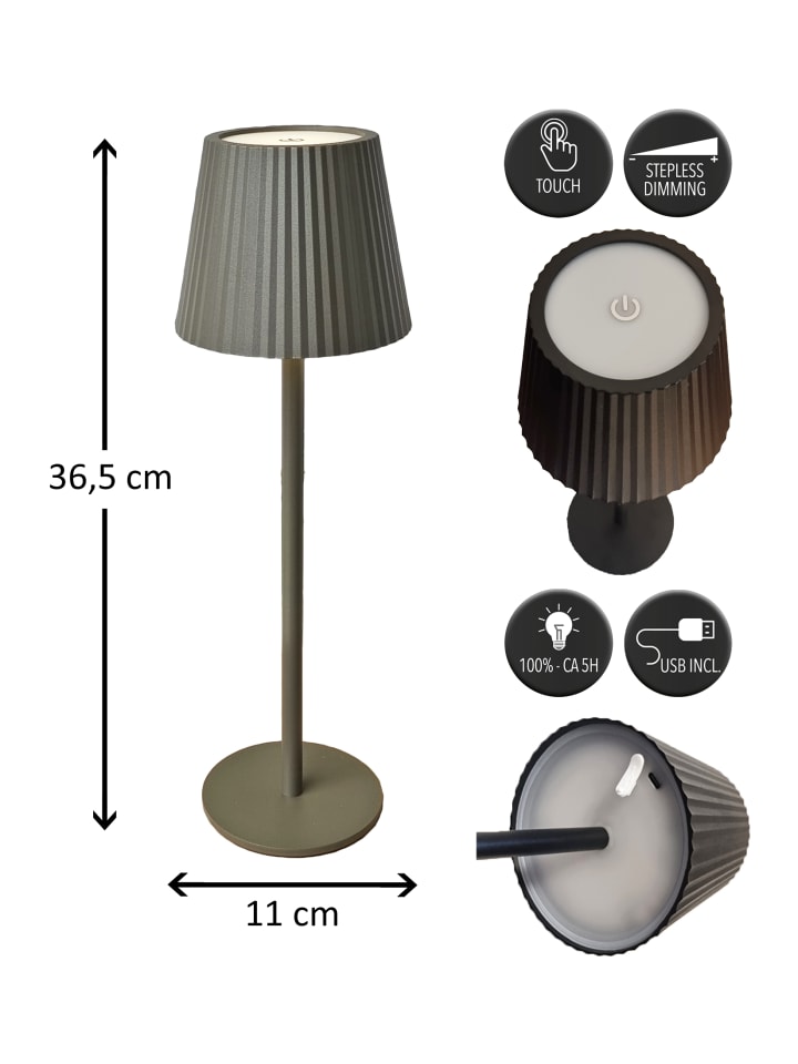 Coen Bakker LED Tischlampe dimmbar Touch Farbwechsler IP44 Innen & Außen 36,5x11cm in Taupe günstig kaufen onesize