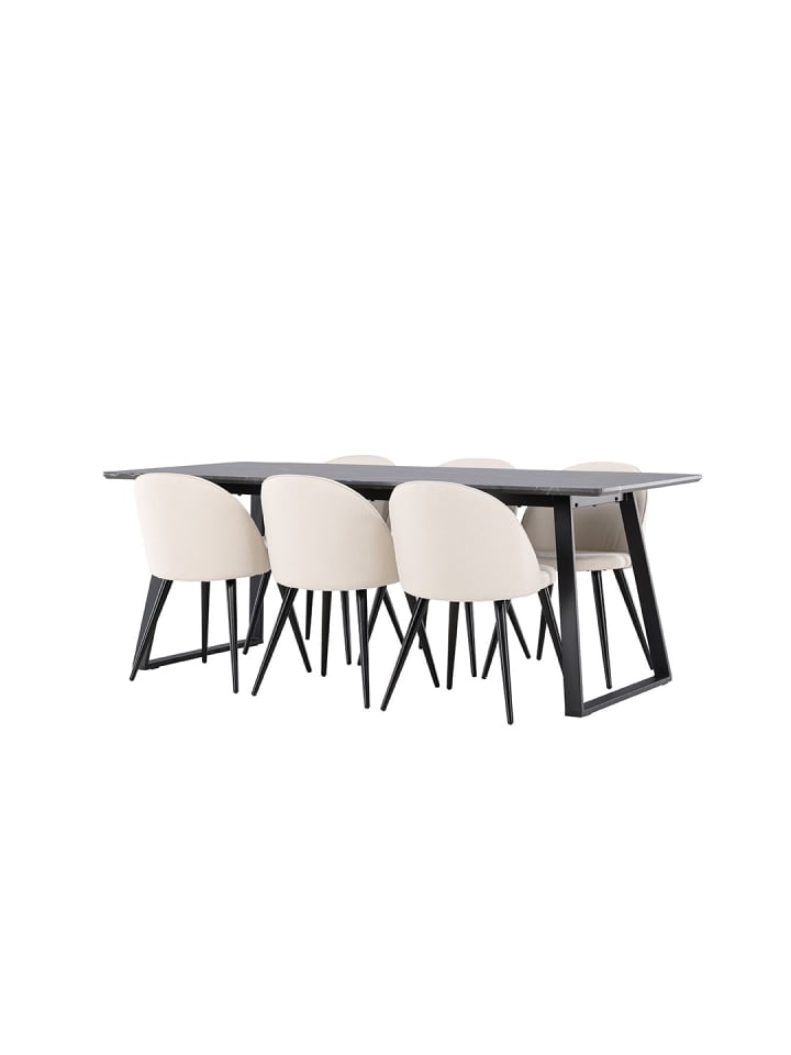 ebuy24 Essgruppe Malaga (7-teilig) Dunkelgrau 200 x 90 cm günstig kaufen onesize