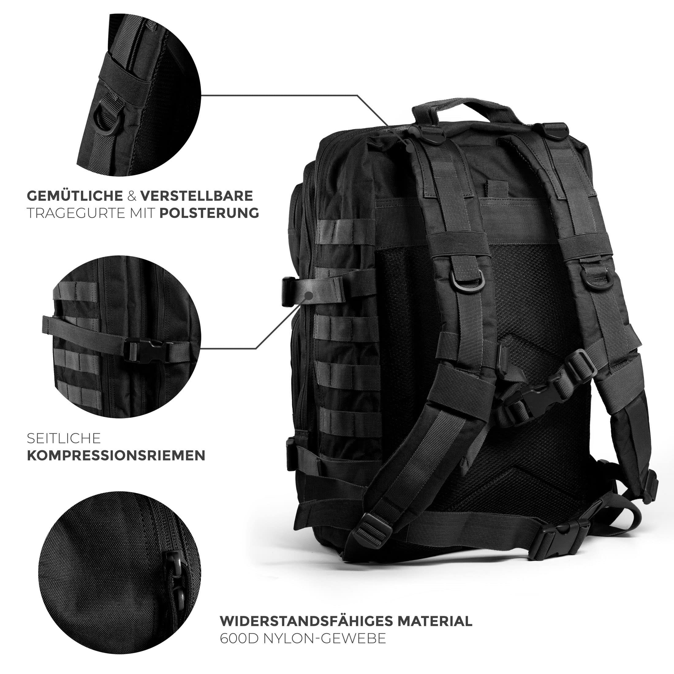 MNT10 Wanderrucksack Taktischer Outdoor Rucksack 28L & 40L I Army Backpack für Reisen, Taktischer Rucksack Herren, Damen I US Cooper Rucksack