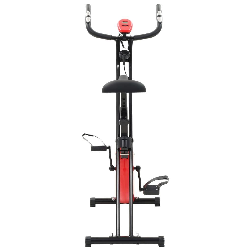 vidaXL Heimtrainer Magnetischer Heimtrainer X-Bike mit Pulsmessung Schwarz Rot