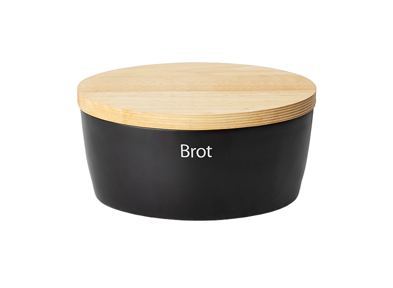 Continenta Brottopf oval mit Holzdeckel 30 cm Schwarz