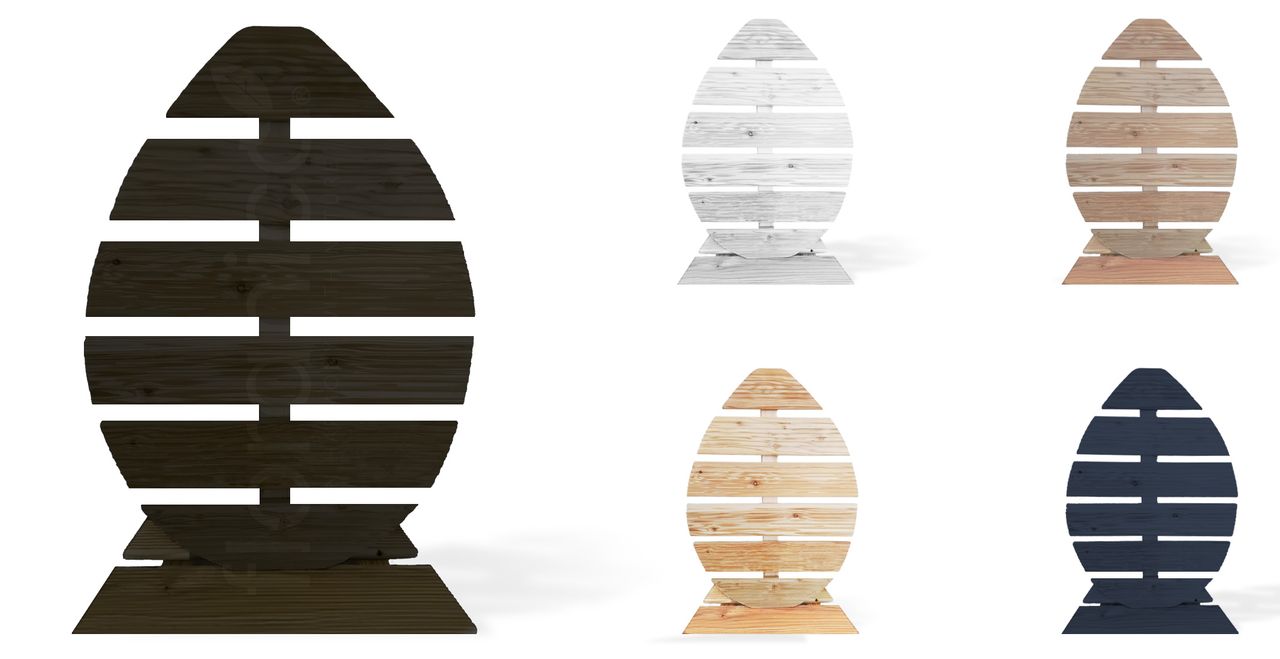 Pemicont Floranica Holz Osterei Osterdeko Lärchenholz Höhe 68cm Breite 46cm Braun Osterdekoration modernes Design Kunsthandwerk osterdeko osterhasen tischdeko