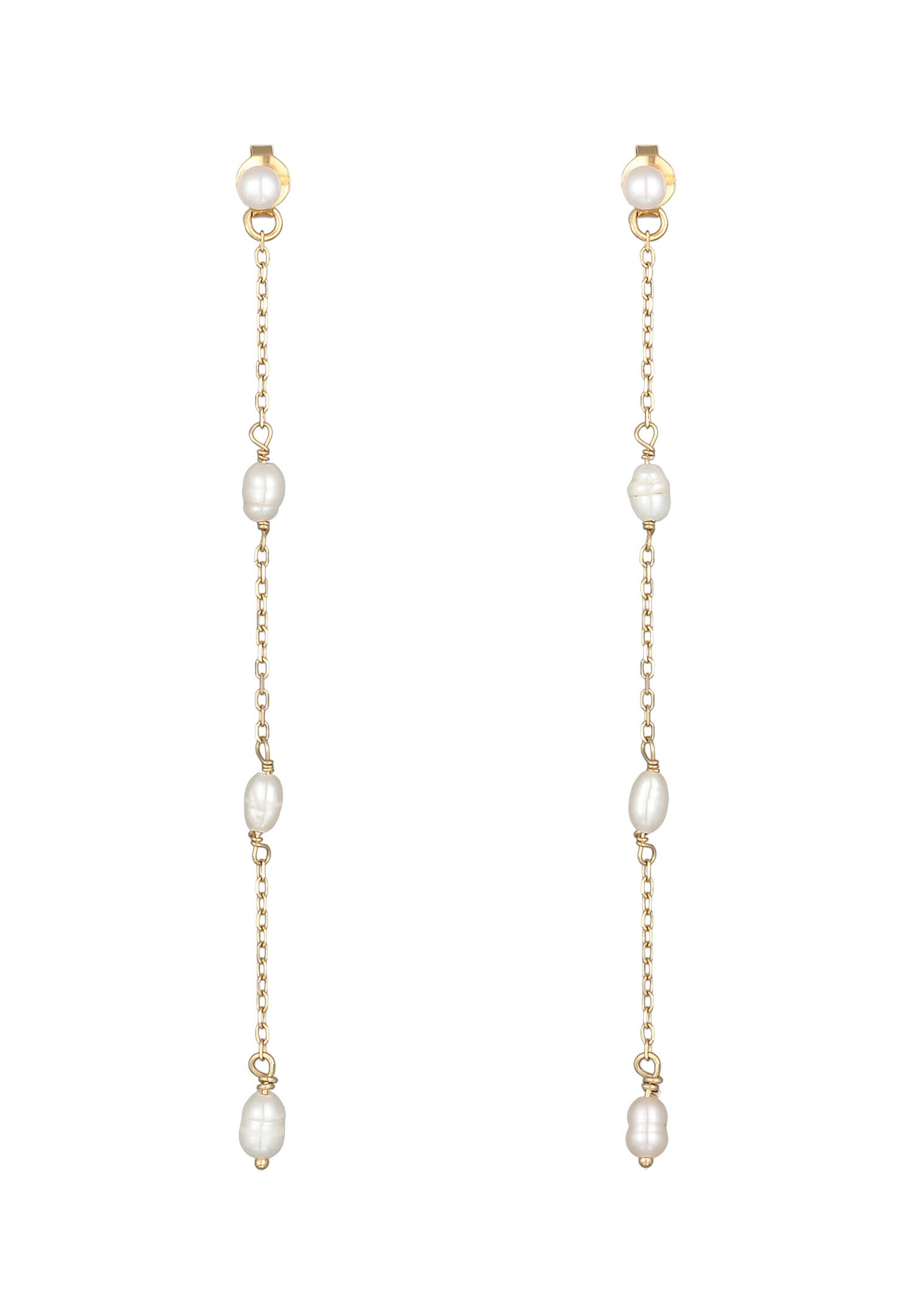 Boucles d'oreilles Elli PREMIUM pour femmes. Élégantes boucles d'oreilles pendantes ornées de perles de culture d'eau douce et montées sur argent sterling 925.