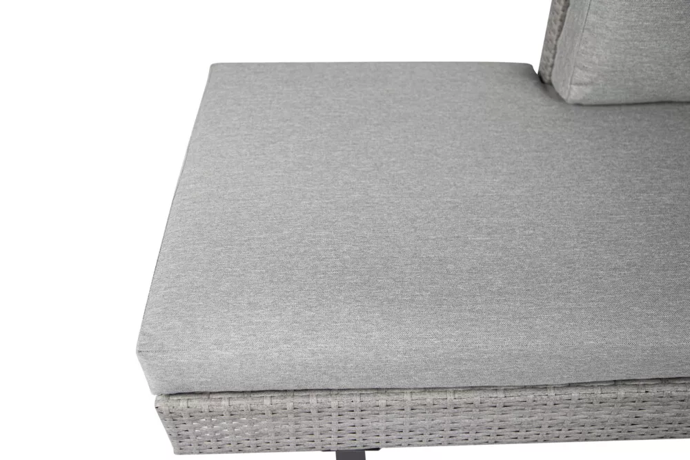 Never Indoor Rattan Sitzgarnitur 12 tlg. Eckloungeset mit Tischablage & Polsterkissen grau
