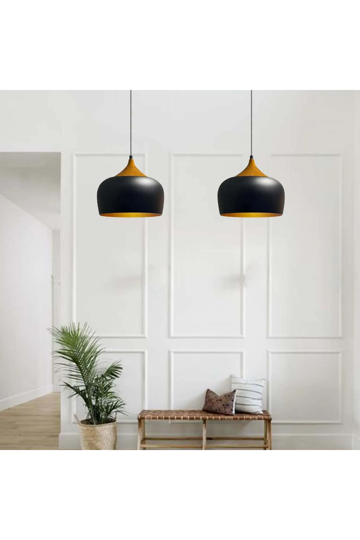 Bamyum  Metalllampe Holzfarbe