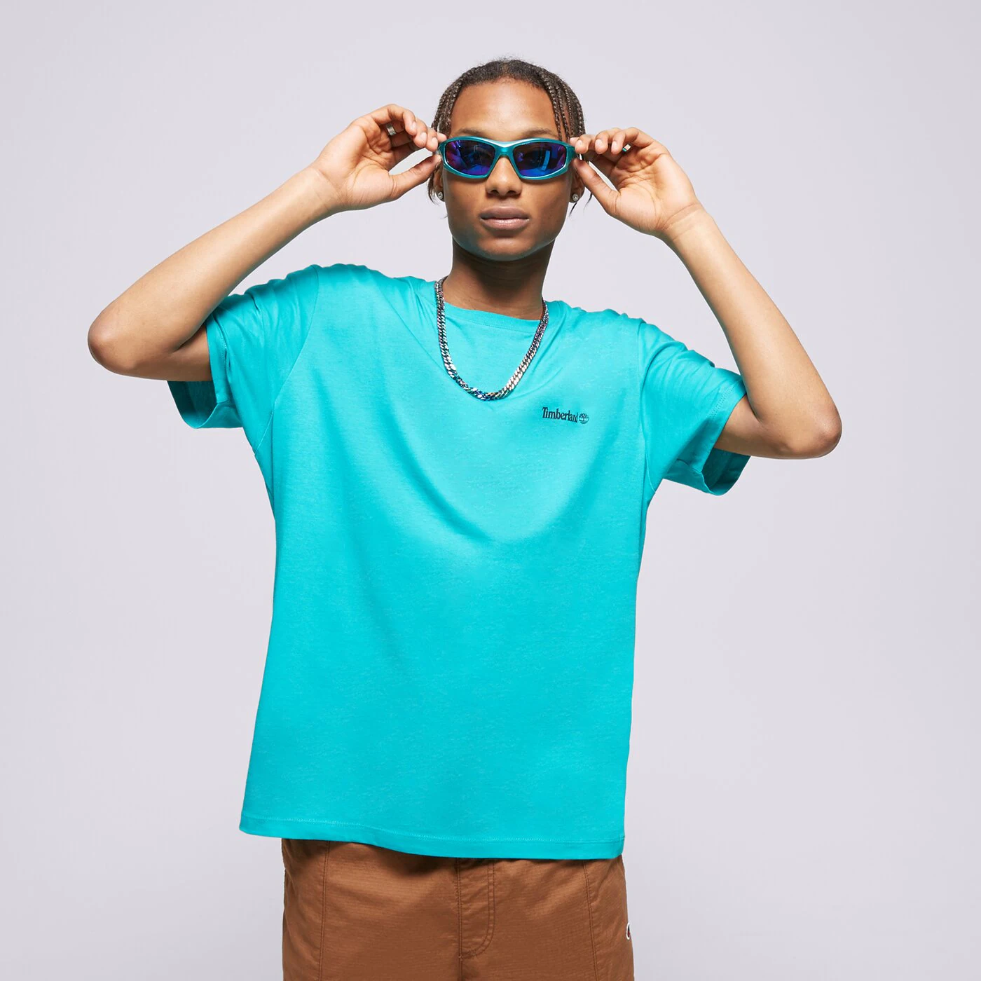 TIMBERLAND T-SHIRT SMALL LOGO PRINT Türkis