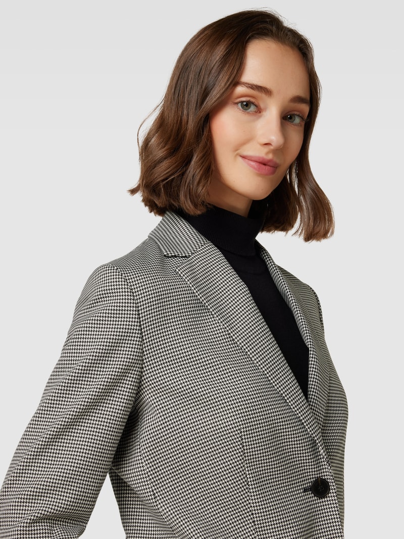 Blazer mit Hahnentrittmuster in schwarz