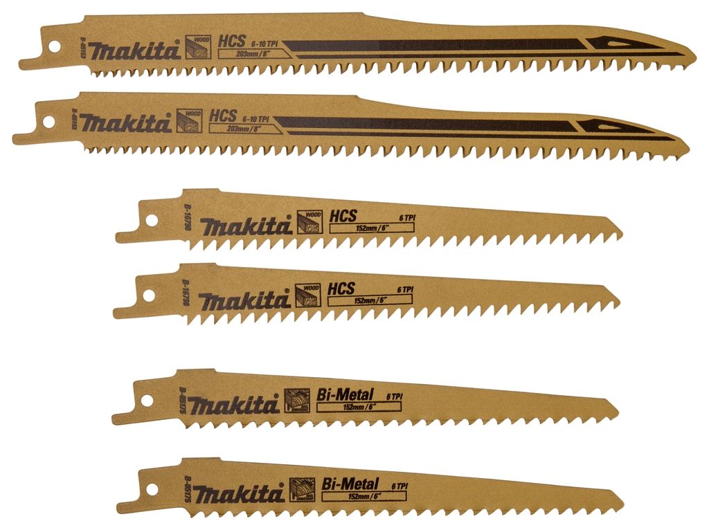 Makita Accessories B-44432 Set listova za recipročnu pilu, 6 dijelova, drvo/čavli