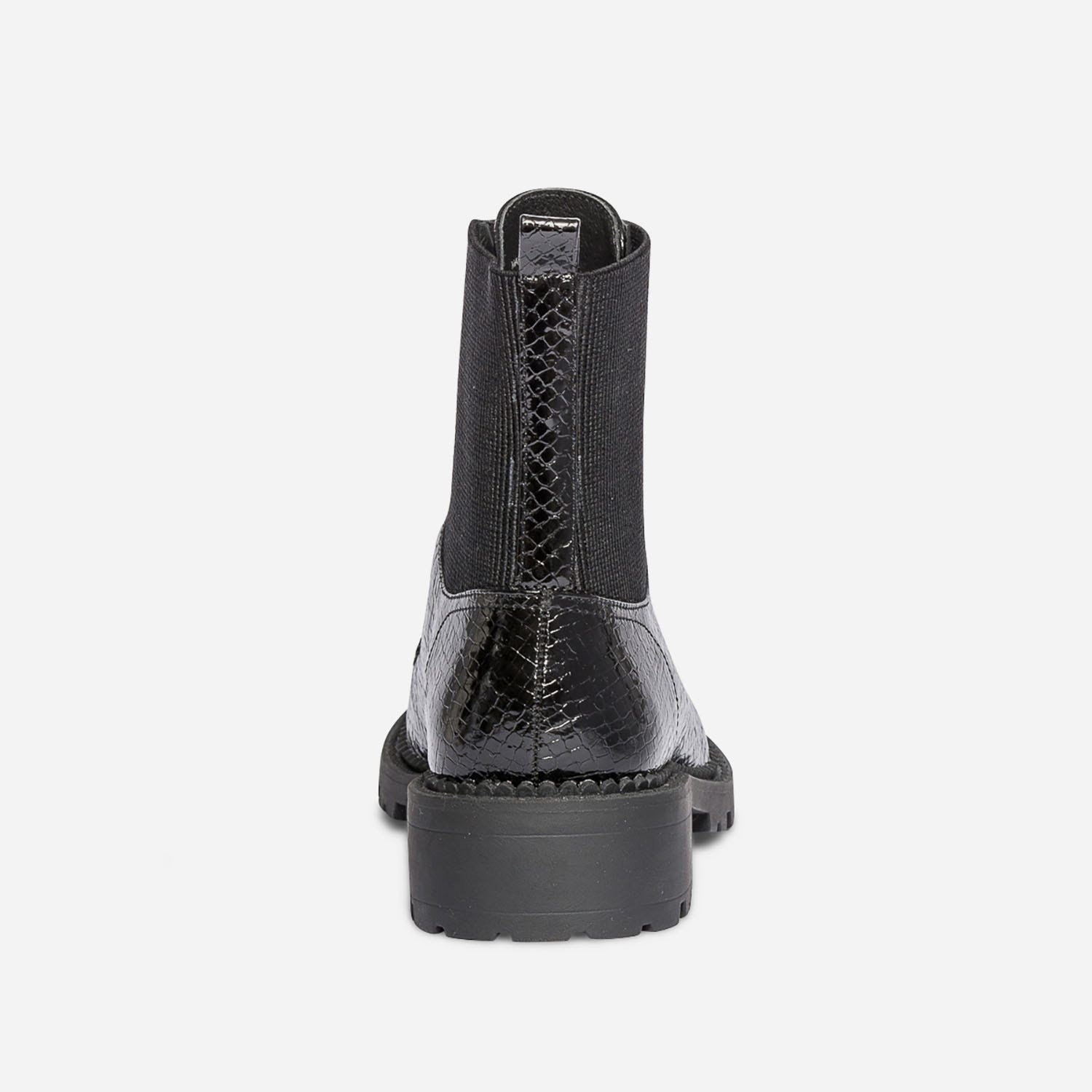 Bottine TEXTO noire vernie effet python