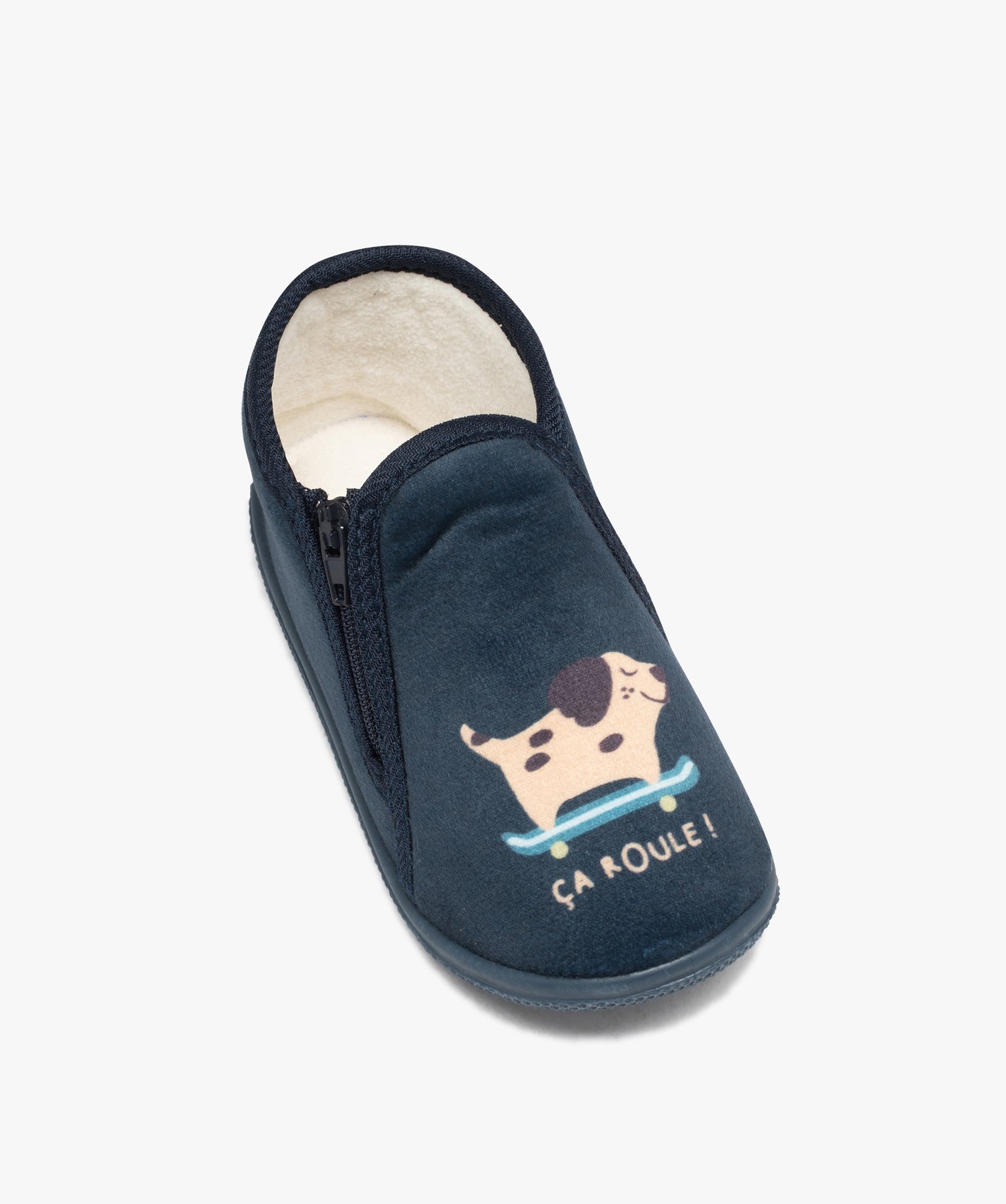Chaussons bébé Garçon bottillons à zip en jersey imprimés bleu | GEMO