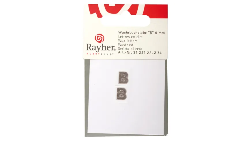 Rayher Wachsbuchstaben -B- silber 9mm 2Stück