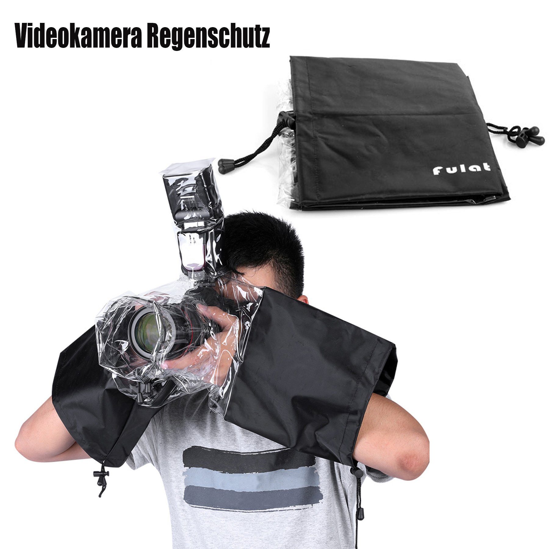 Rutaqian Regenschutz für Spiegelreflexkameras Transparent Wasserdichte Tasche Spiegelreflexkamera (inkl. Faltbar Blitzwasserdichte Abdeckung PVC Groß Staubdichte Kamera, Gute Abdichtung Regenschutz Kamerazubehör)