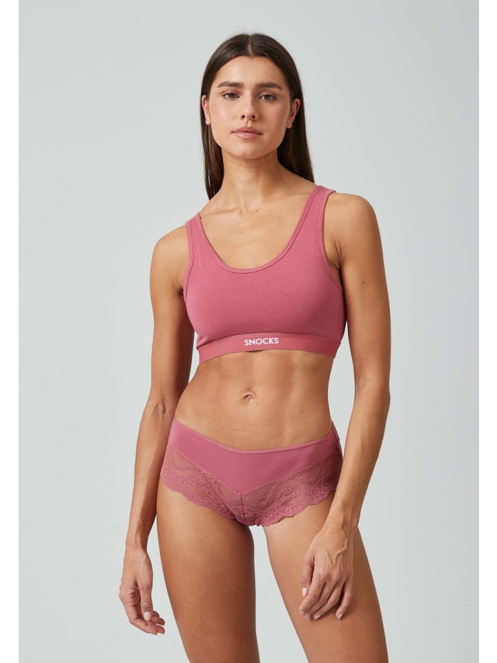SNOCKS Hipster mit Spitze aus Bio-Baumwolle 3 Stück in Mauve günstig kaufen