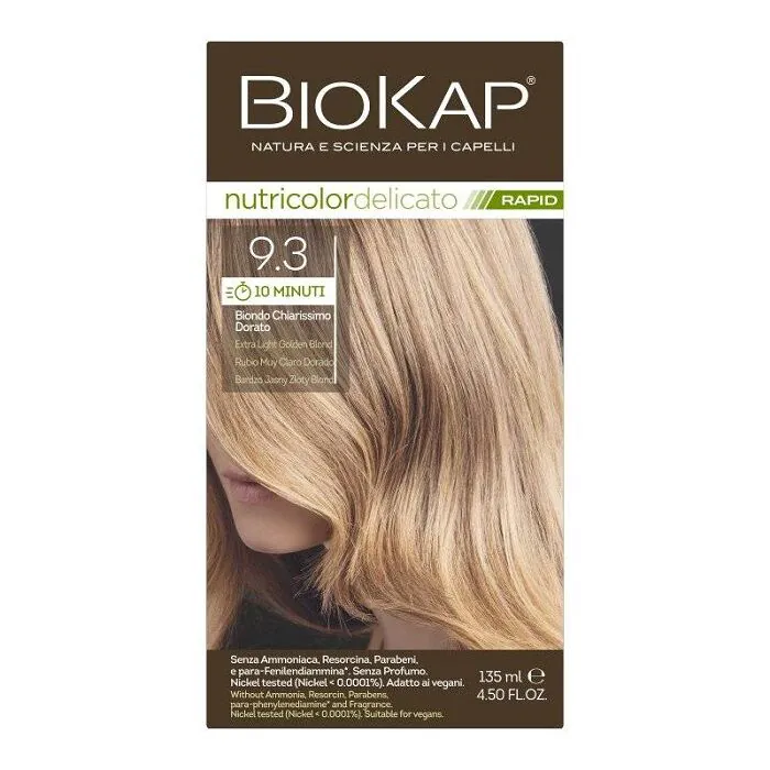 Biokap Nutricolor Delicato Rapid plaukų dažai, 9.3 Labai šviesi auksinė blondinė