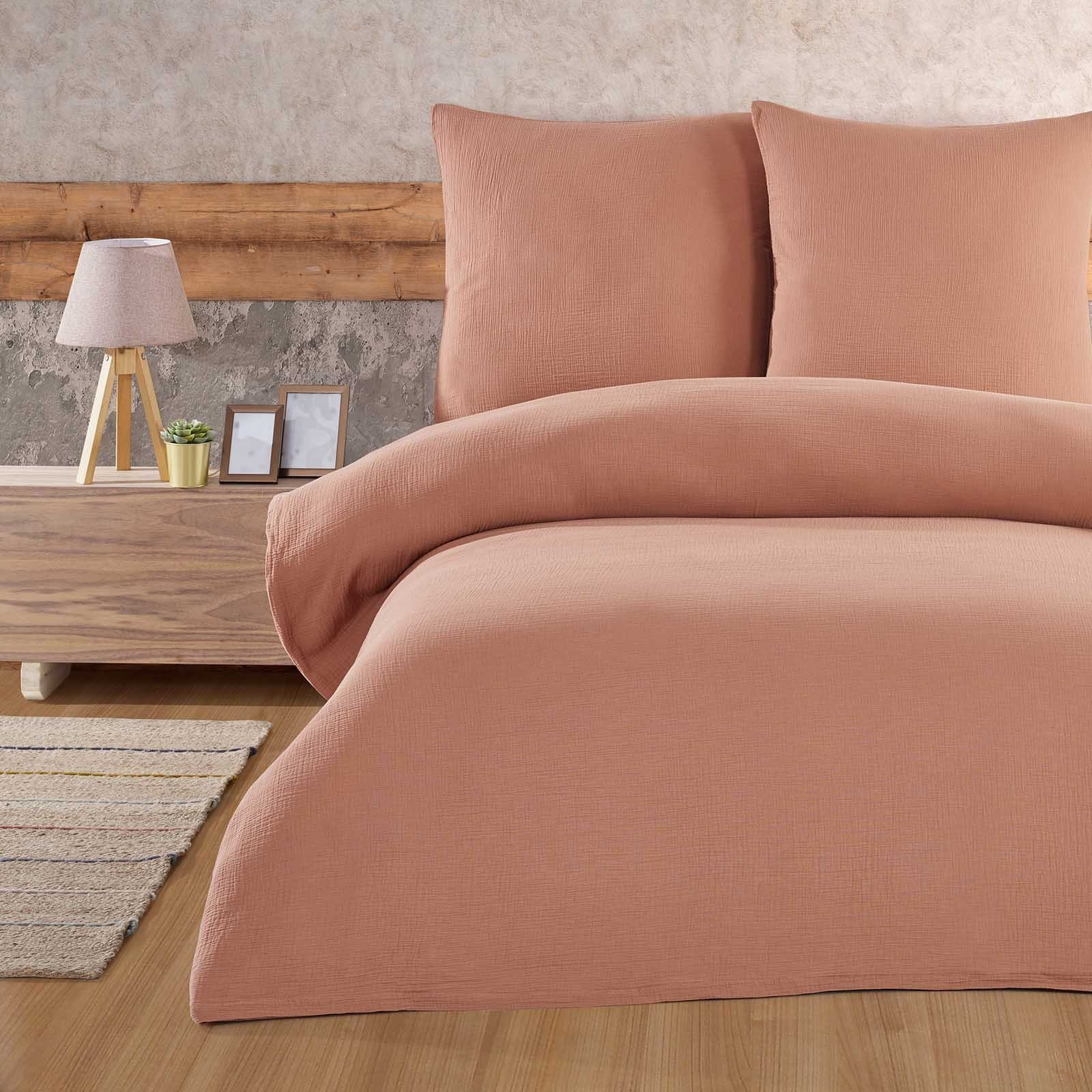 Bettwäsche Luxury, Buymax, Musselin Baumwolle, 2 teilig, Musselin Bettwäsche Set 100% Baumwolle warme Bettbezug Uni einfarbig 2 - 3 tlg. mit Reißverschluss in verschiedenen Farben und Größen