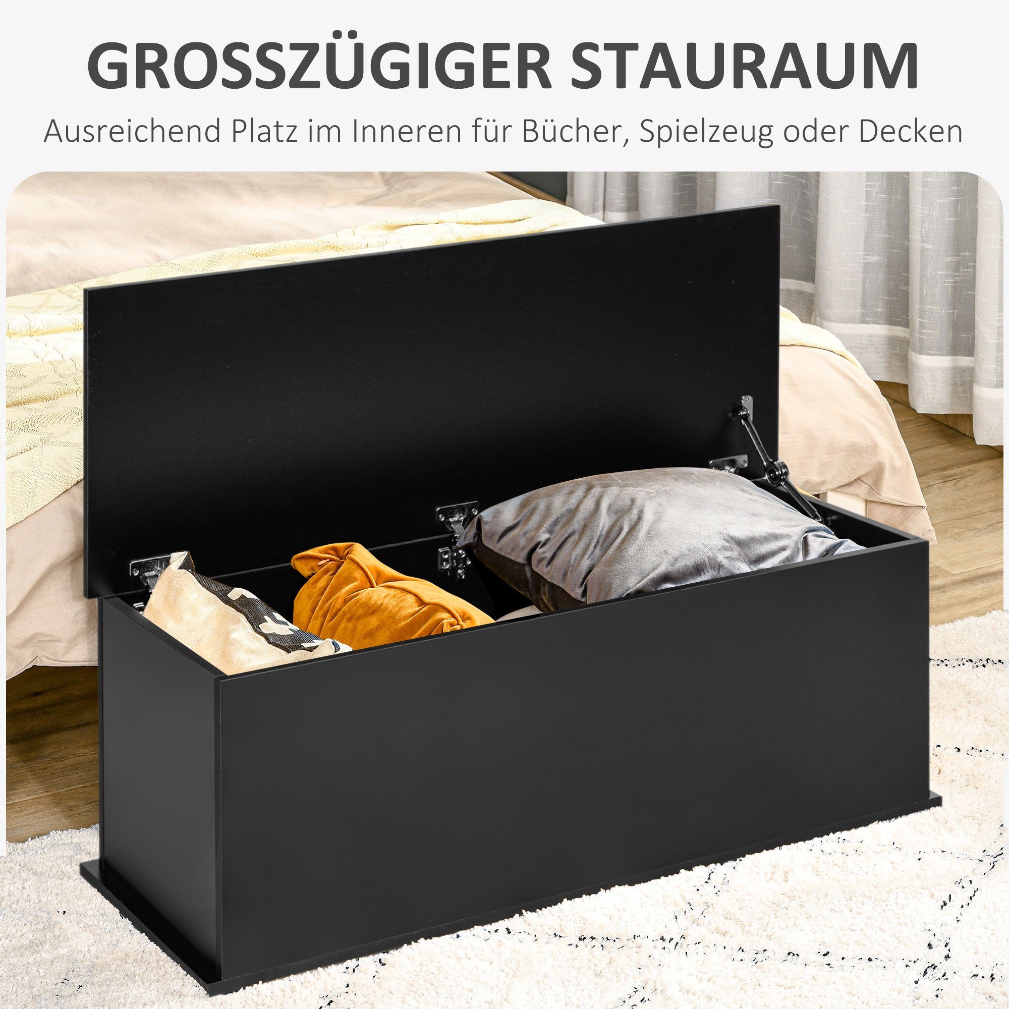 HOMCOM Truhe (Set, 1 St., Aufbewahrungsbox), mit klappbarem Deckel Holzkiste Spanplatte 3 Farben