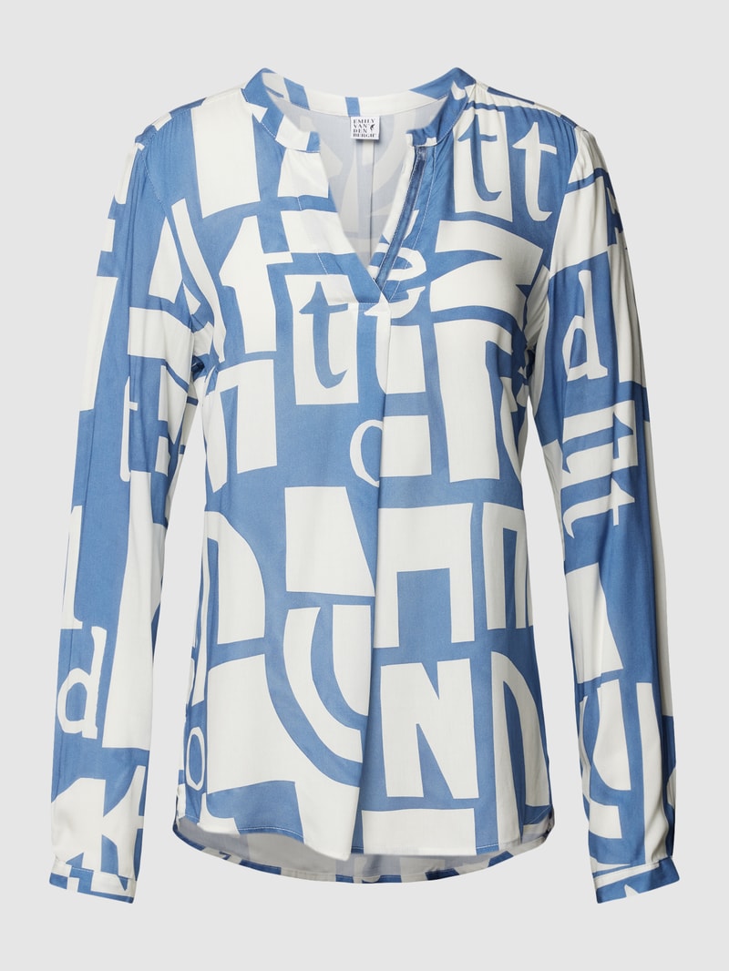 Schluppenbluse mit Allover-Muster in hellblau