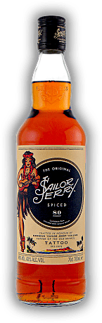 Sailor Jerry Spiced Sailor Jerry Spiced Eine dunkle, karibische Rum-basierte Spirituose verfeinert mit natürlichen Aromen. 0,7	 Liter - Vol 40%