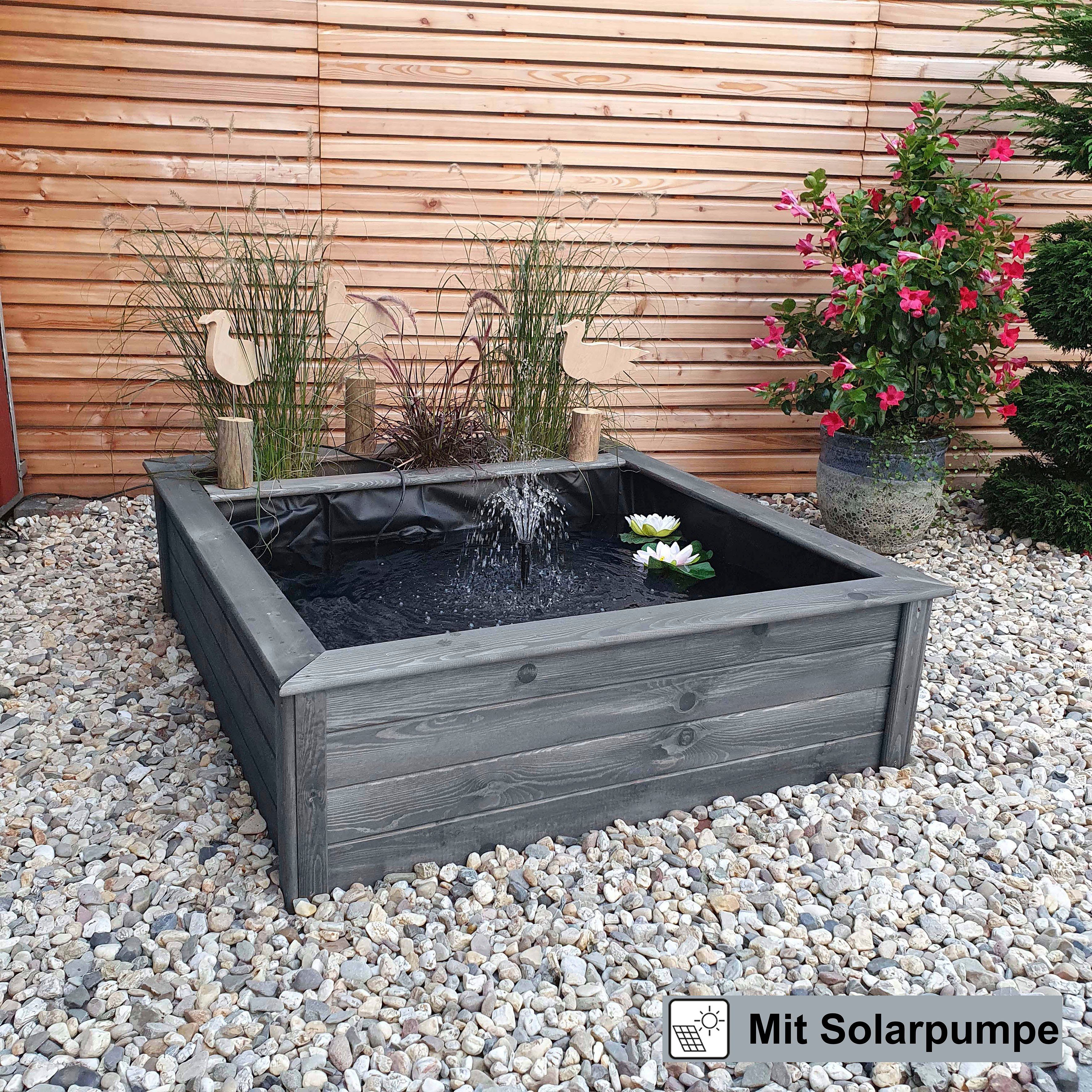promadino Hochteich, BxTxH: 146x127x40 cm, 540 l, (Set), mit Solarpumpe