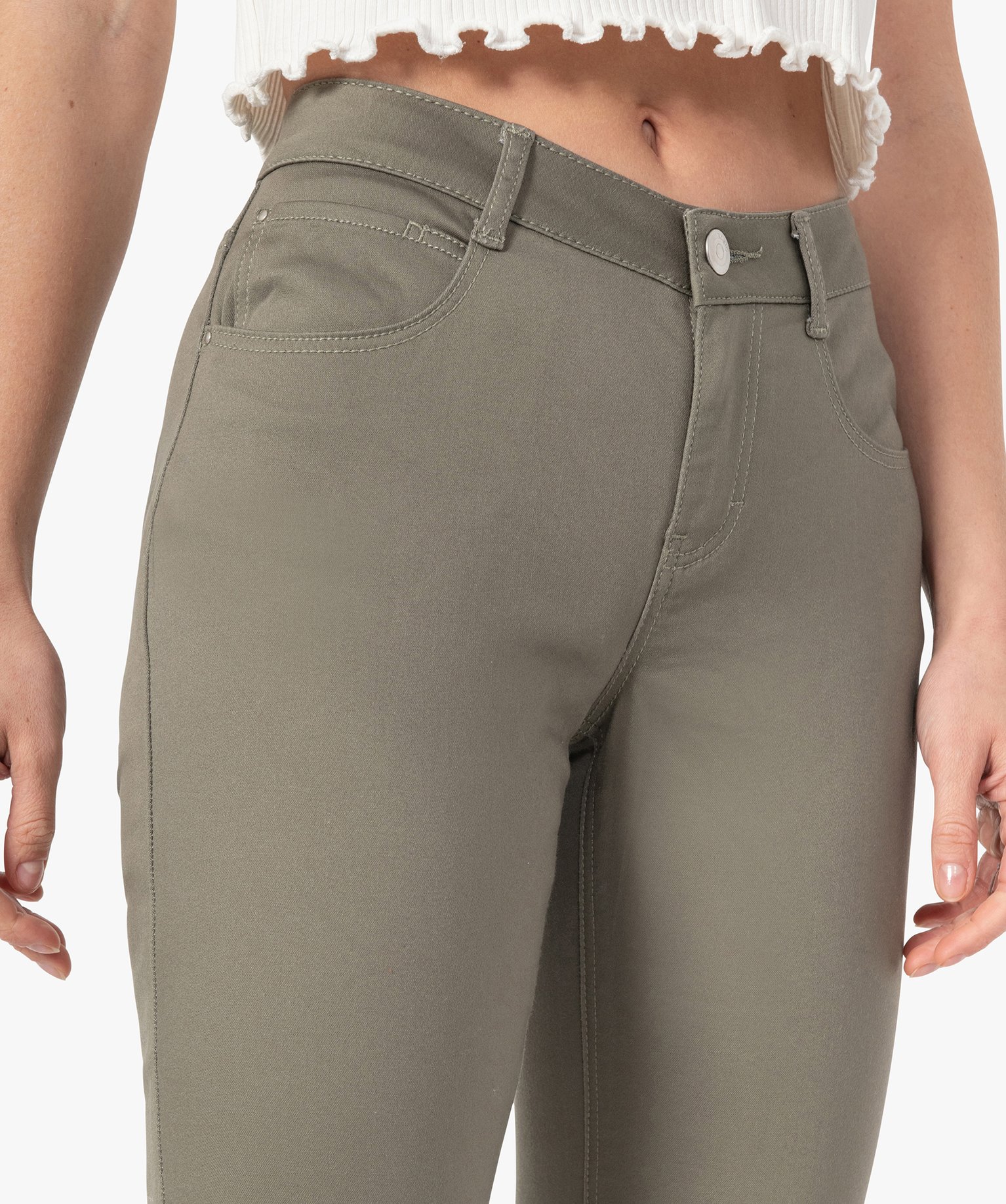 Pantalon femme coupe slim - Longueur L26 vert | GEMO
