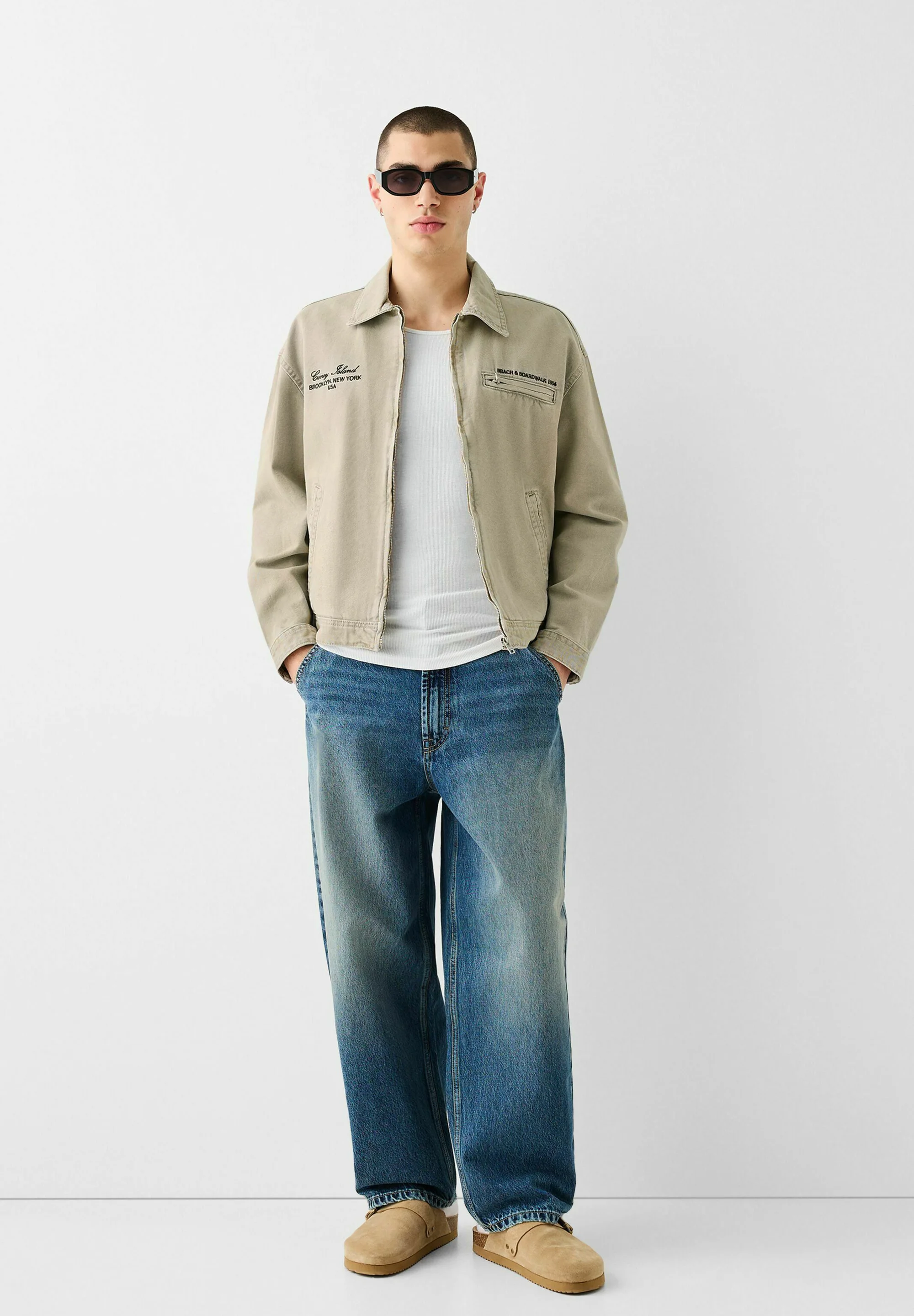 Bershka BOXY FIT - Chaqueta vaquera
