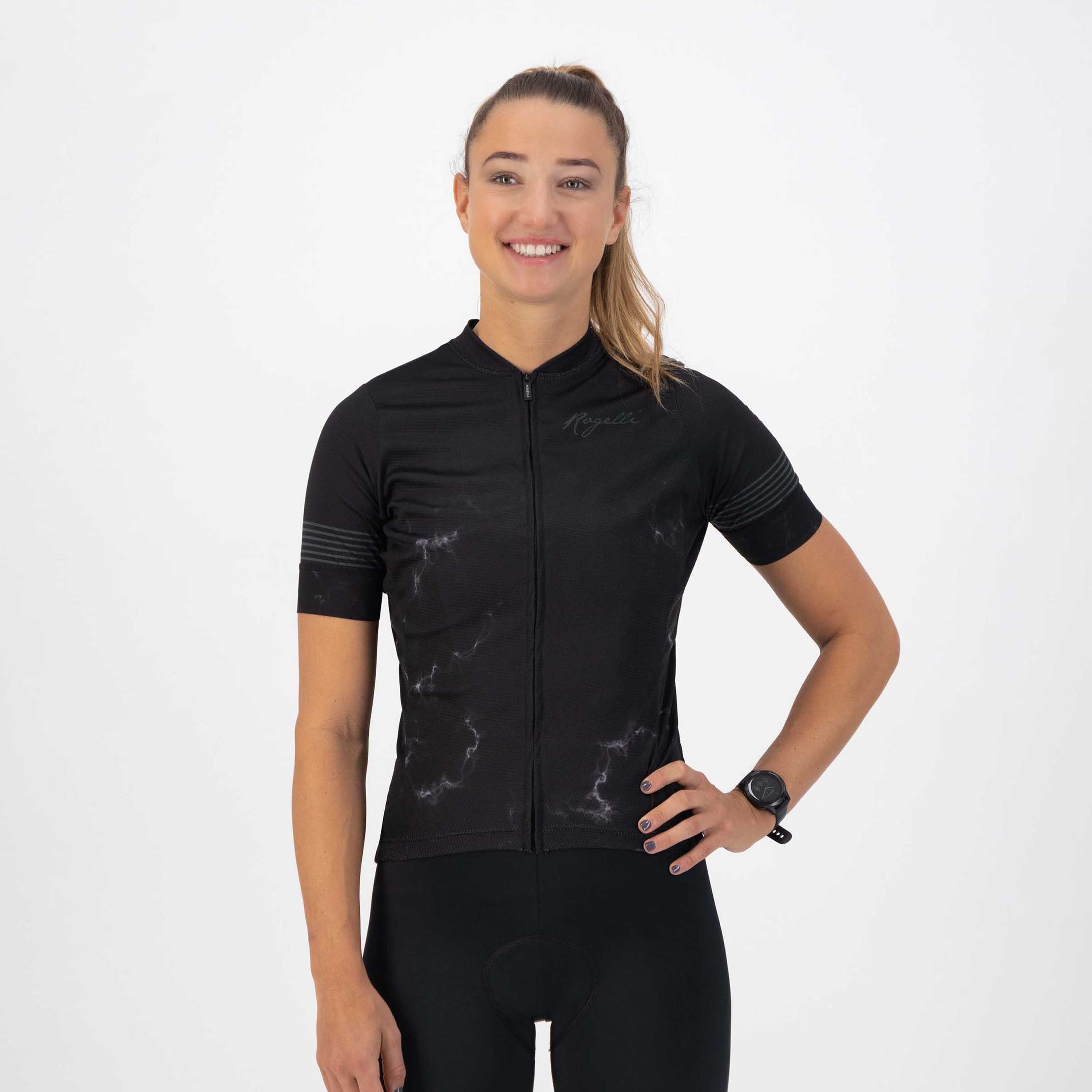 Rogelli Marble Schwarz/Grau Damen Radtrikot Kurzarm