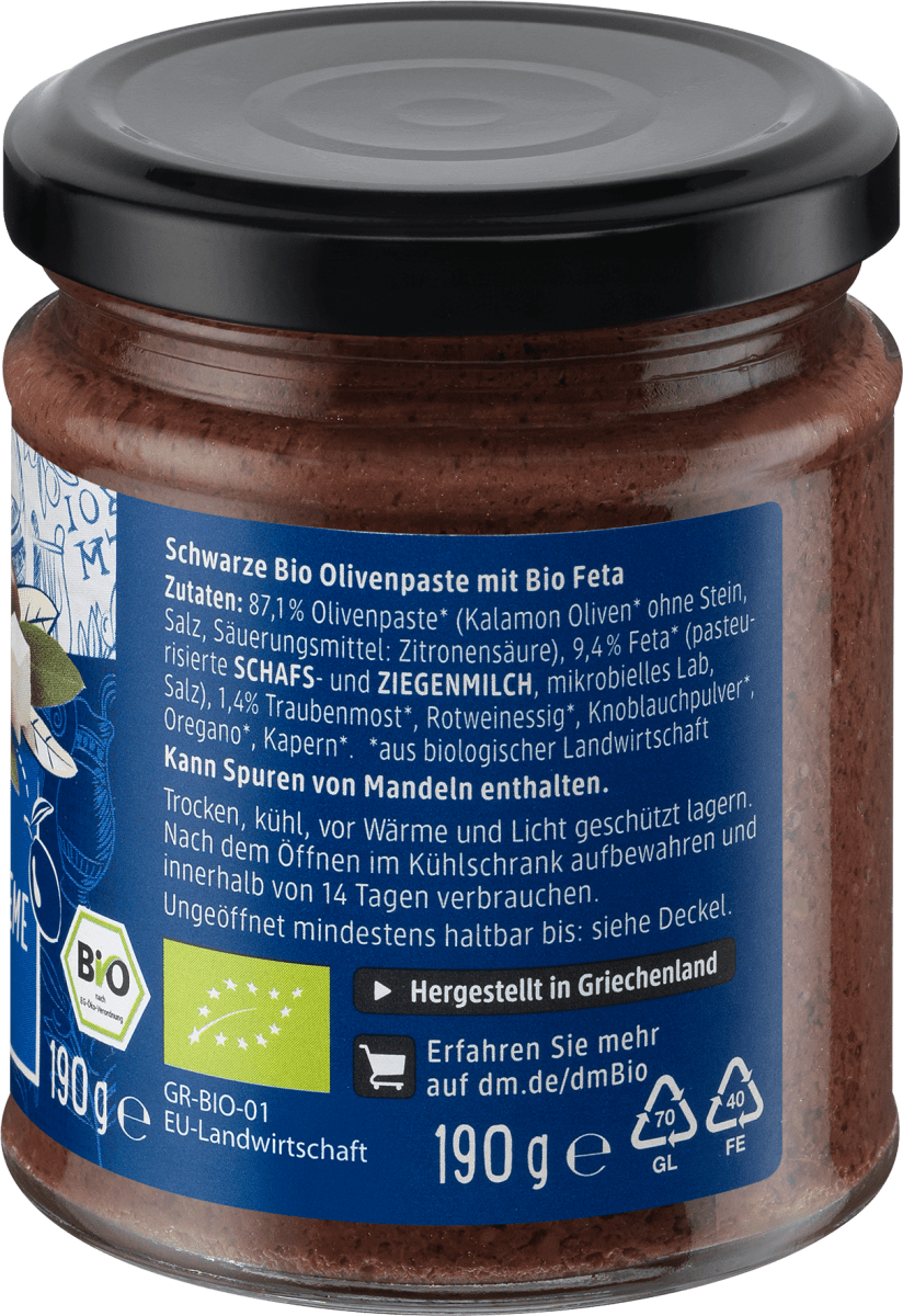 Brotaufstrich, Schwarze Olivencreme mit Feta, 190 g