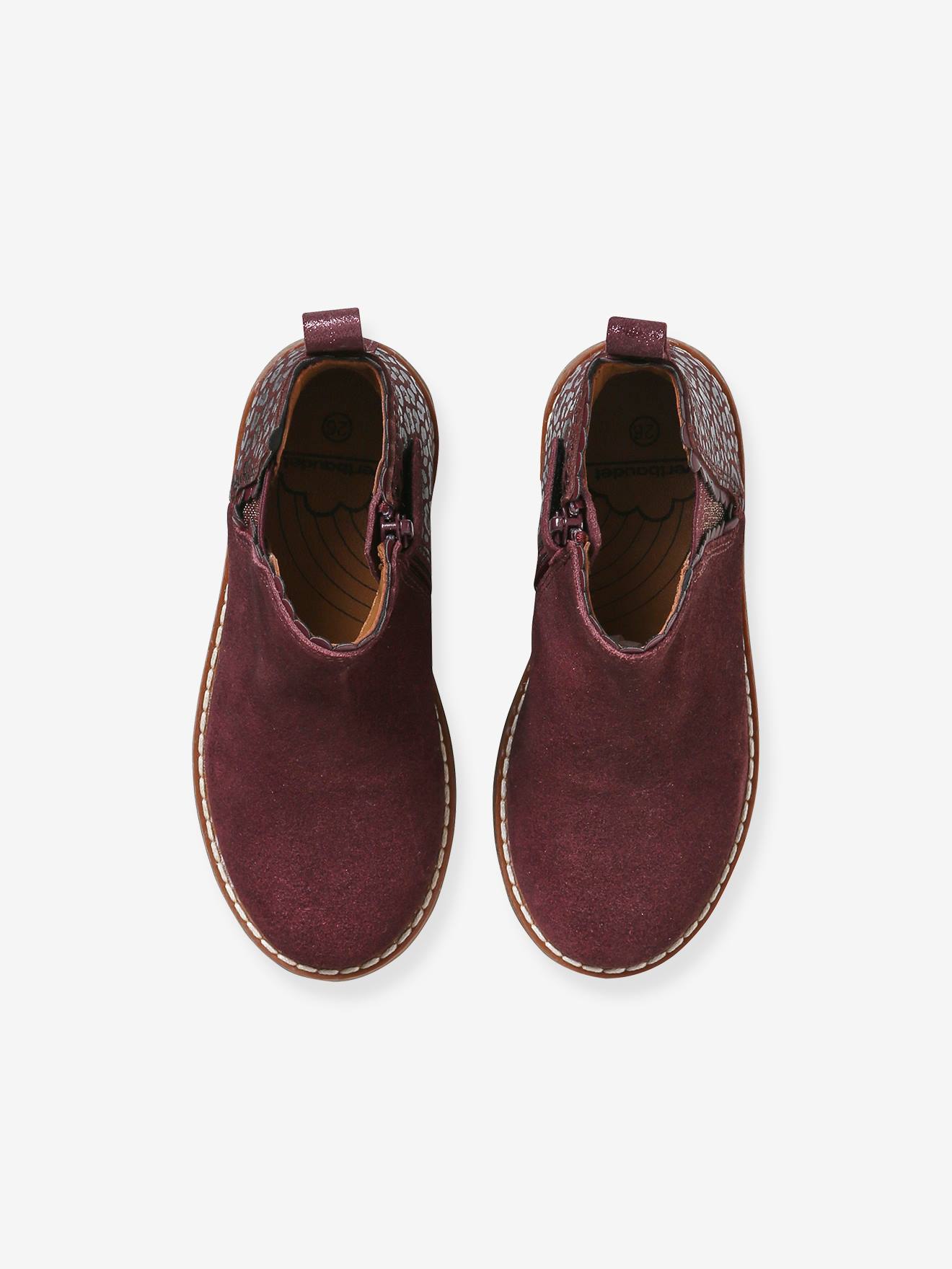 Boots en cuir fille collection maternelle bordeaux