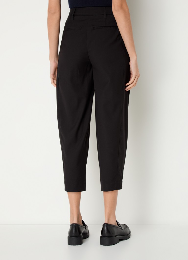 Pantaloni Benetton a vita alta, affusolati e cropped, in misto lana con tasche laterali.