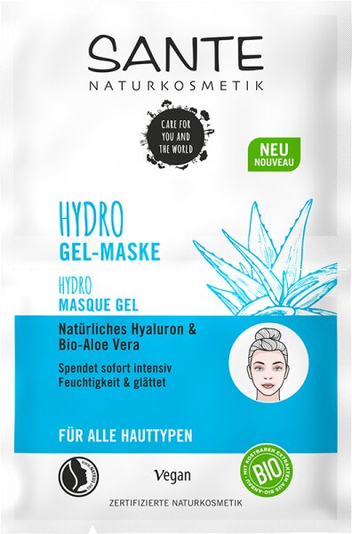 Sante Hydro Gel-Maske Natürliches Hyaluron & Bio-Aloe Vera Gesichtsmaske